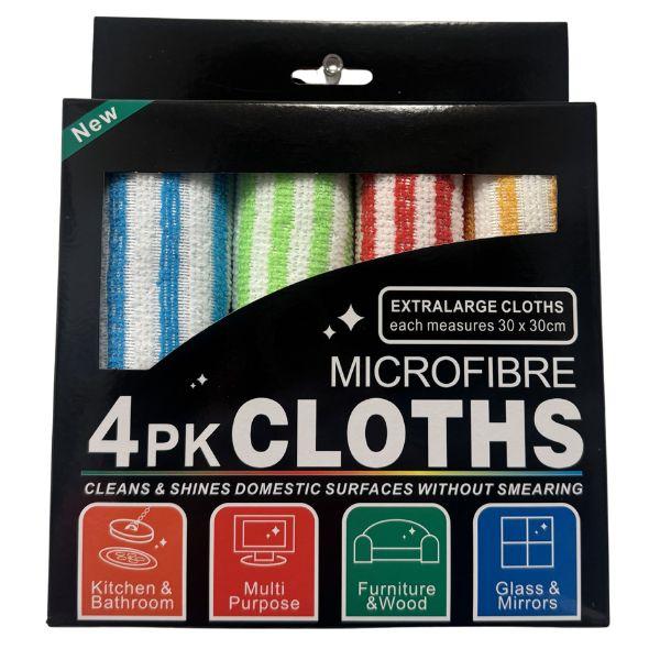 Microfiber Cleaning Cloths - 4Pack Set - #40018 - Large 11.8"x11.8" - Cleans & Shines Multi Surface - 18 Packs For $36.00 image