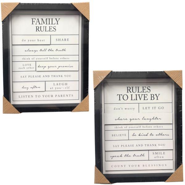 Family/Rules Wall Decor - #88960 - 14"x11" - 2Assorted Designs - PrePriced $6.00 - 12 For $36.00 image