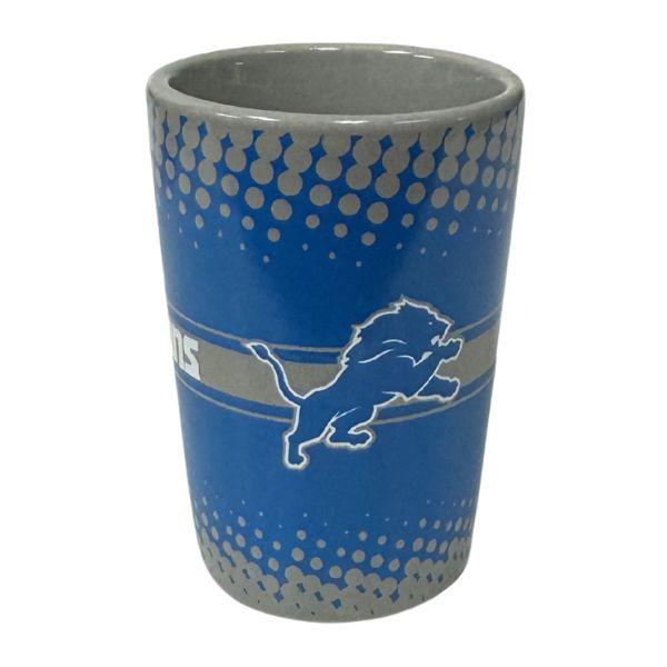 Detroit Lions Shot Glasses - #2385 - Full Wrap Ceramic 2.5OZ Team Color Shotglasses - 10 For $35.00 image