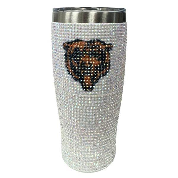 Chicago Bears Tumbler - #3138 The Glitz Bling - 20OZ Stainless Steel Tumbler With Vacuum Seal Lid - 3 For $30.00 image