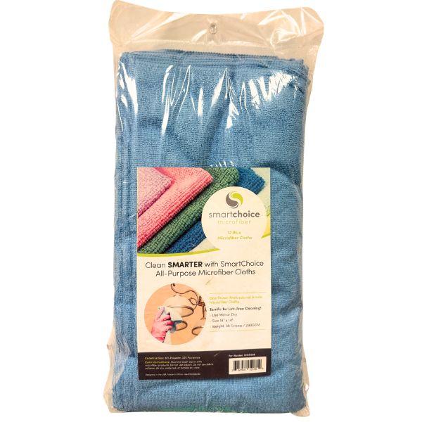 Smartchoice Mirofiber Cloths - BLUE - #M9151770B - 12Pack Set - Each Cloth Measures 14"x14" - For Wet Or Dry Use - Lint Free Cleaning - 6 Sets For $30.00 image
