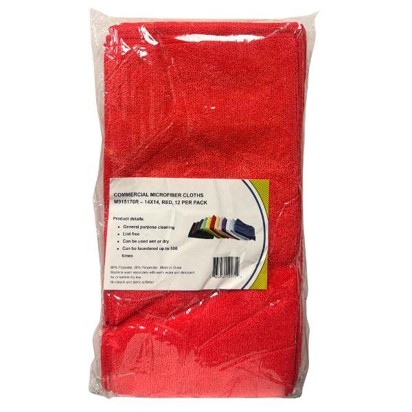Smartchoice Mirofiber Cloths - RED - #M915170R - 12Pack Set - Each Cloth Measures 14"x14" - For Wet Or Dry Use - Lint Free Cleaning - 6 Sets For $30.00 image