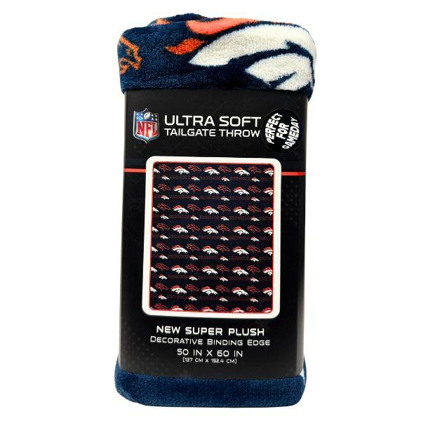 Denver Broncos Blankets - #Big.Logo - 50"x60" Ultra Soft Wordmark Tailgater Throw - 3 For $36.00 image