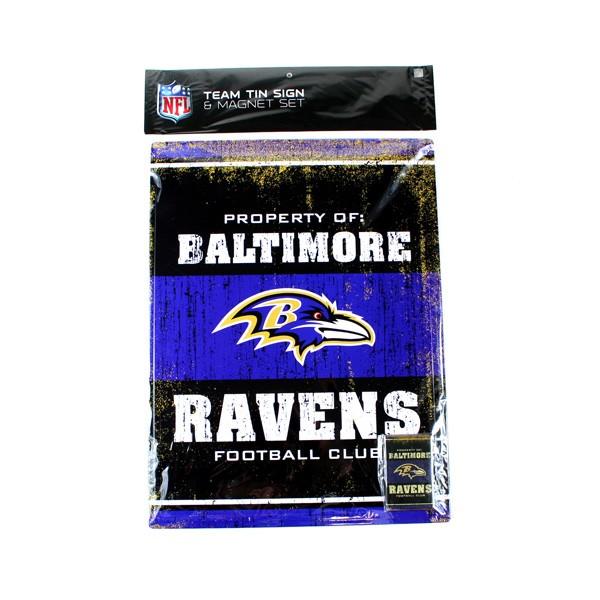 Baltimore Ravens - 12"x16" Tin Sign With 2"x3" Magnet Set image