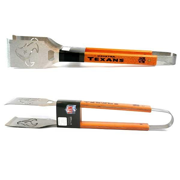 Houston Texans Grill A Tongs - Stainless Heavyweight Wood Handled image
