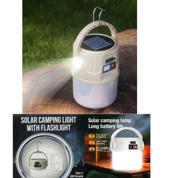 Solor Multi-Use Camping Light - Solar Or CType To USB Charging - Hang Or TableTop - Cord Included image