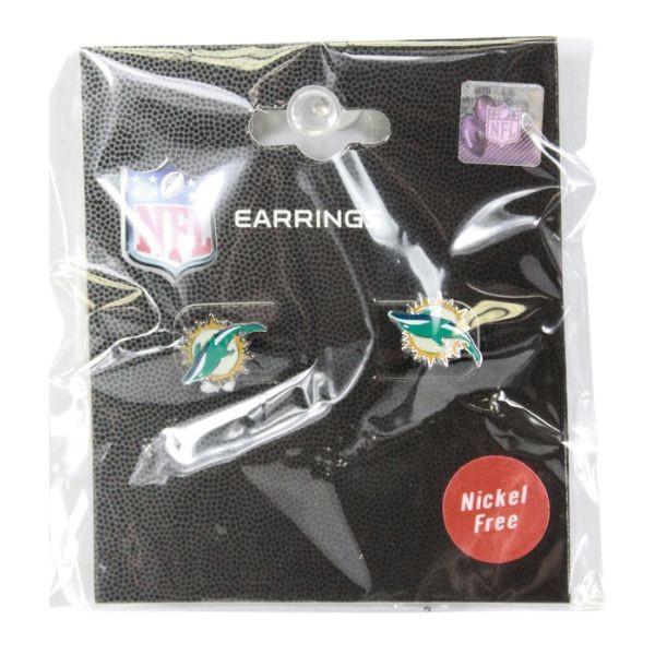 Miami Dolphins Earrings - STUDDED Burst Logo Earrings