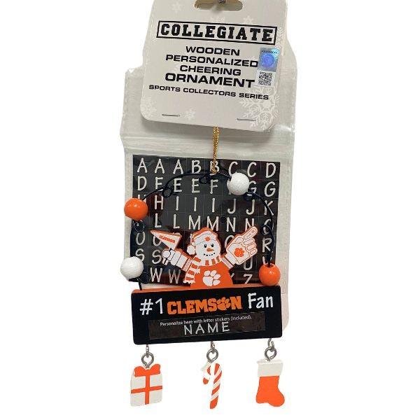 Clemson Tigers Snowman Ornaments - Wooden #1 Fan PC Sign Style