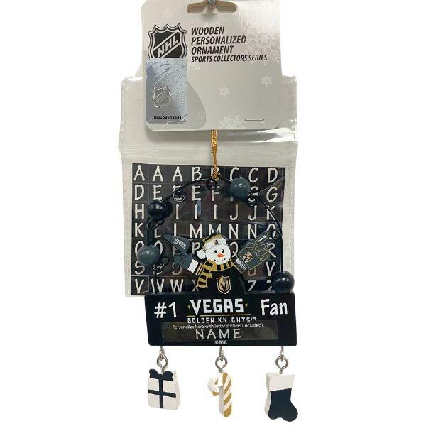 Las Vegas Golden Knights Snowman Ornaments - Wooden #1 Fan PC Sign Style image