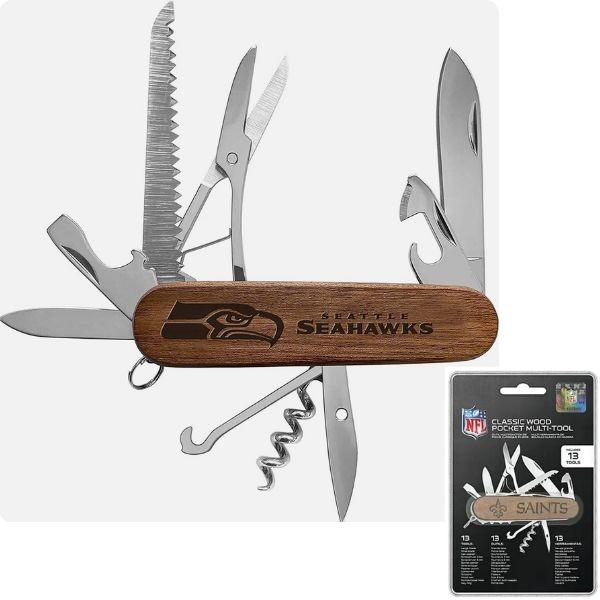 Seattle Seahawks Multi-Tools - Wood Pocket Multi-Tool - 13 Tools Included
