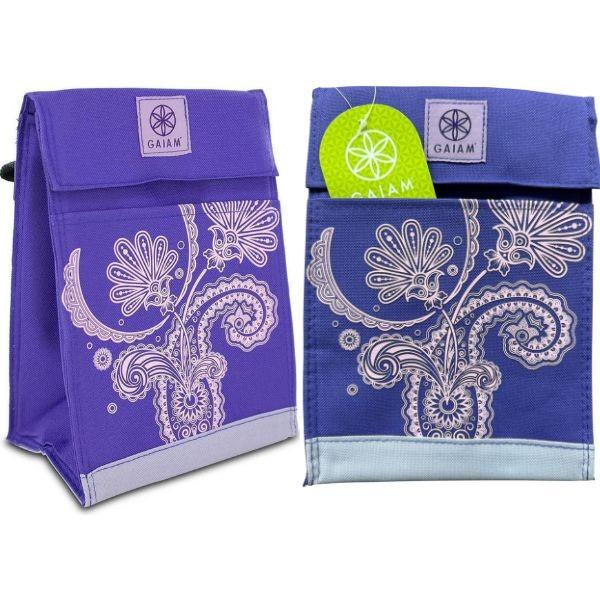 Gaiam Snack Sack - Purple Paisley Design - Insulated Lunch Bag