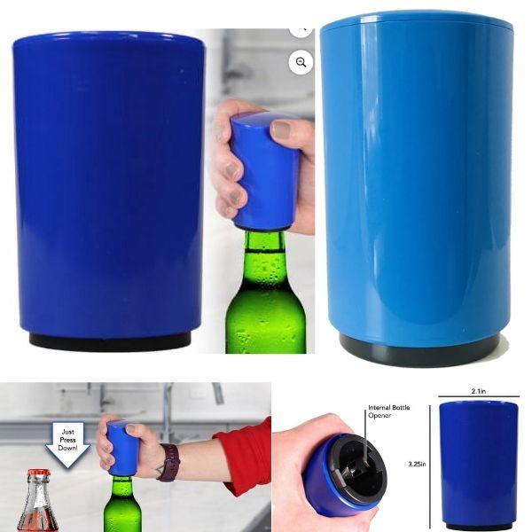 Blue Caps Off Bottle Opener - Push And Release For Quick Bottle Cap Removal