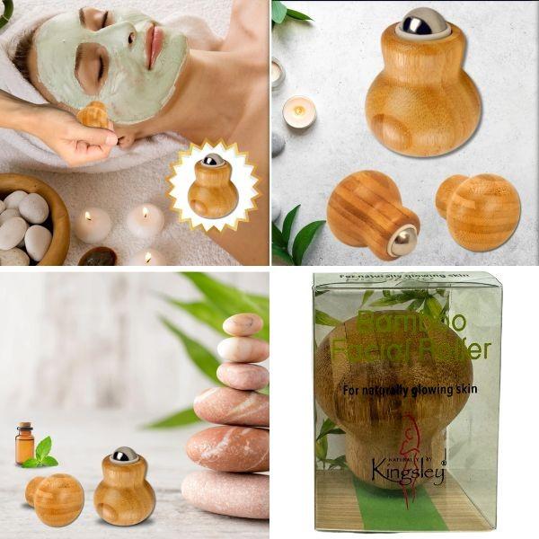 Naturally By Kingsley - Bamboo Facial Roller - For Naturally Glowing Skin image