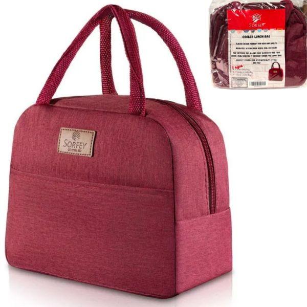 Zippered Insulated Cooler Lunch Bags - 8"x8" - Brushed Burgundy image