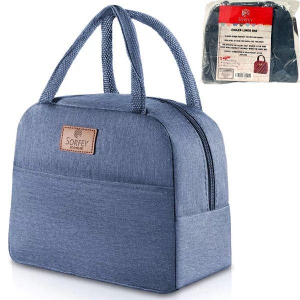 Zippered Insulated Cooler Lunch Bags - 8"x8" - Brushed Blue image