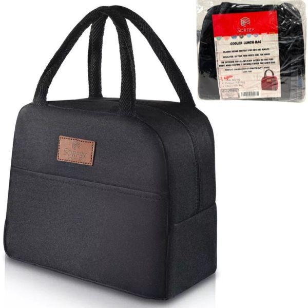 Zippered Insulated Cooler Lunch Bags - 8"x8" - Black image