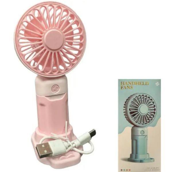 Multi Stand Fan - 6" 3Speed Fans - PINK - USB Charging - Handheld or DeskTop Stand image