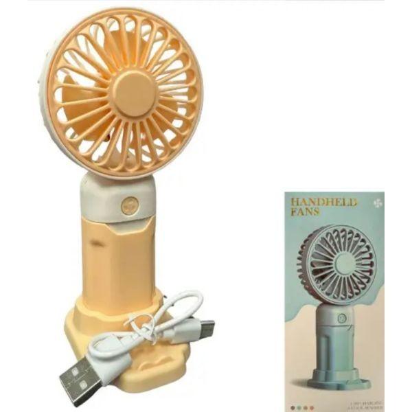 Multi Stand Fan - 6" 3Speed Fans - YELLOW - USB Charging - Handheld or DeskTop Stand image