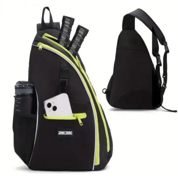 Zbezbe Pickleball - Rugged Sling Style Pickleball Gear & Paddle Bag - 3Zippered Pockets - Padded Straps And Back Pad image