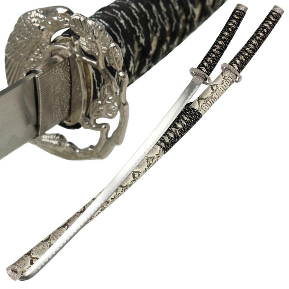 Slithering Japanese Katana Samurai Sword Snake Skin Finish
