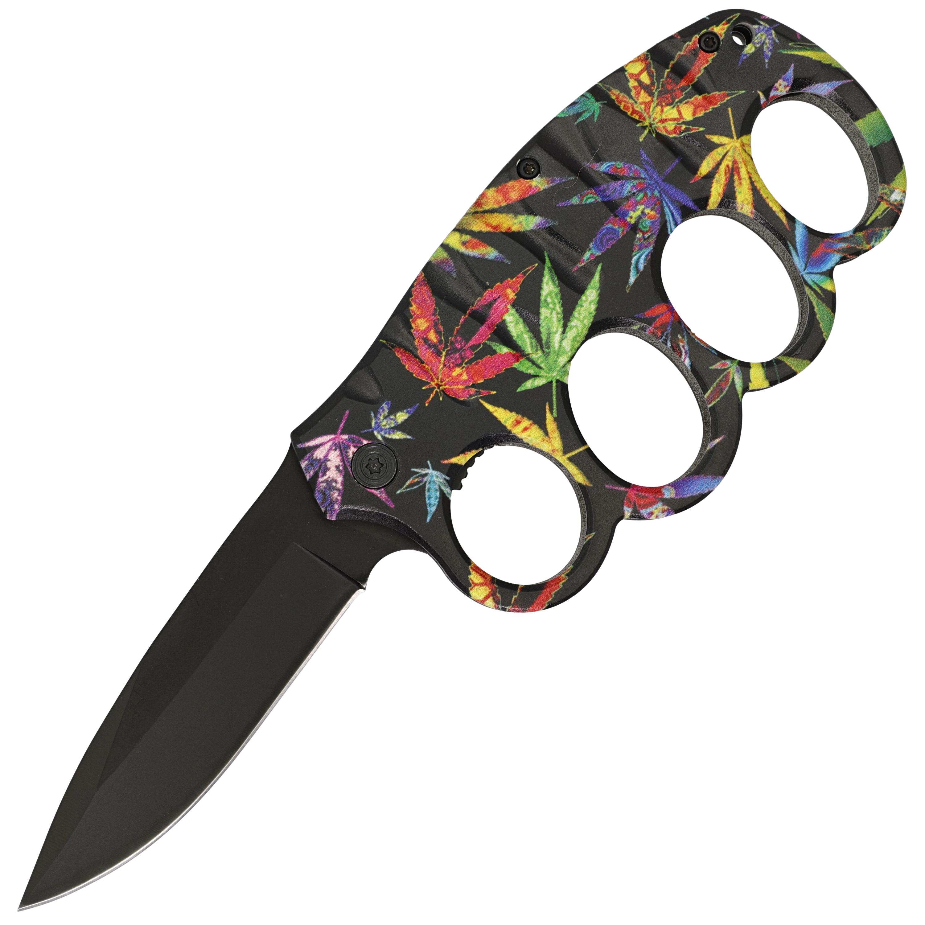 Tripping Balls Spring Assist Trench Knife ‚Äì Drop Point Blade, Knuckle Handle,