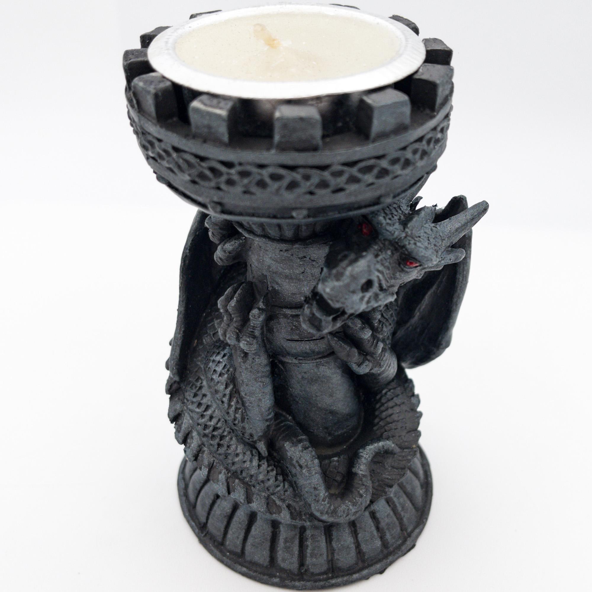 Guarded Flame Tea Candle Holder Dragon Candlestick image