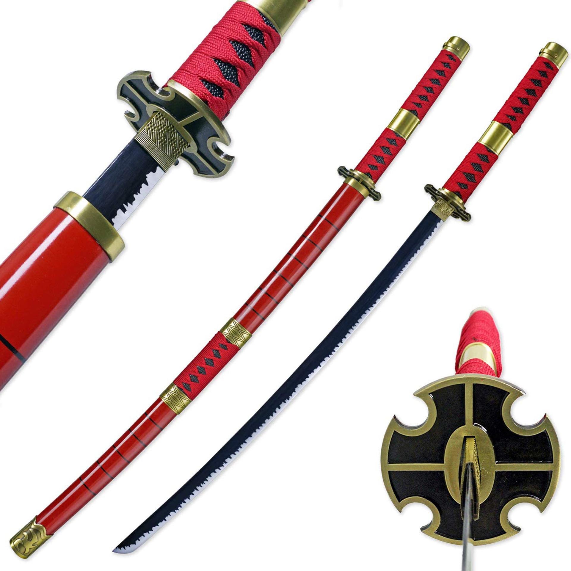 Zoro's Sandai Kitetsu Replica Sword | Patterned Hamon Blade Katana Carbon Steel image
