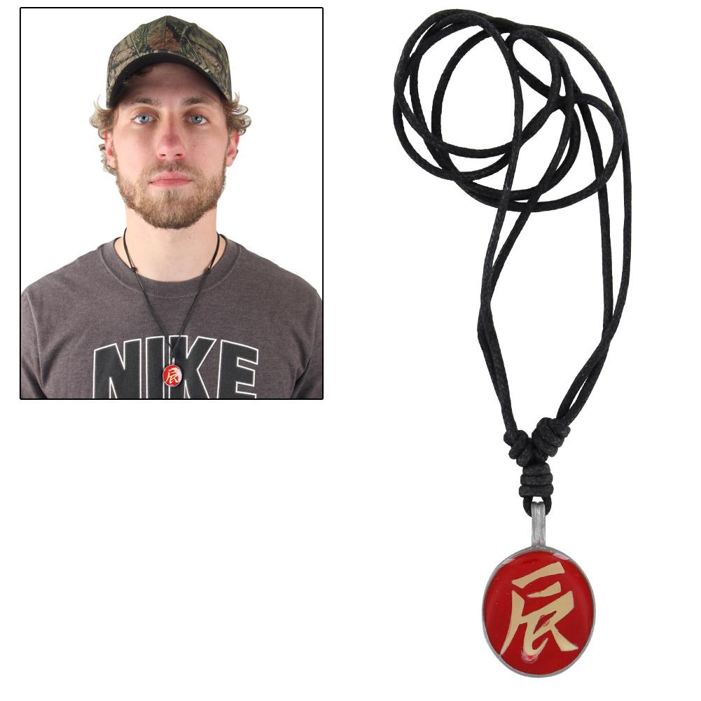 Asian Script Pewter Pendant Red image