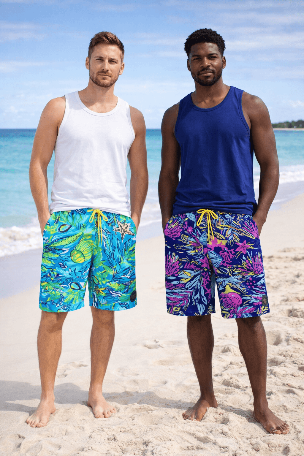 Banana Boat UPF 50+ Swim Trunks With Compression Liner - BLUE/AQUA