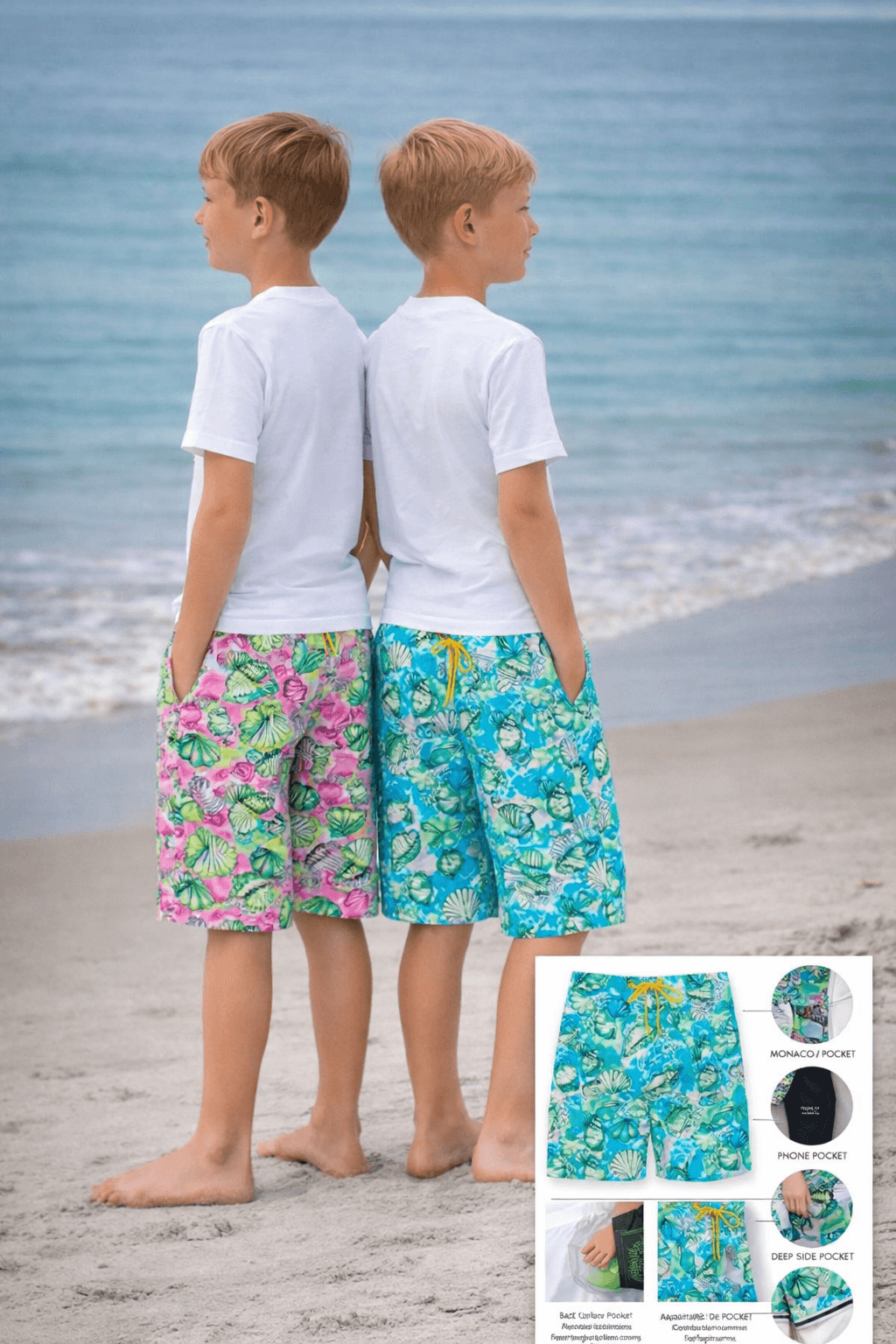 Banana Boat UPF 50+Kids Shorts With Compression Liner - PINK/AQUA image