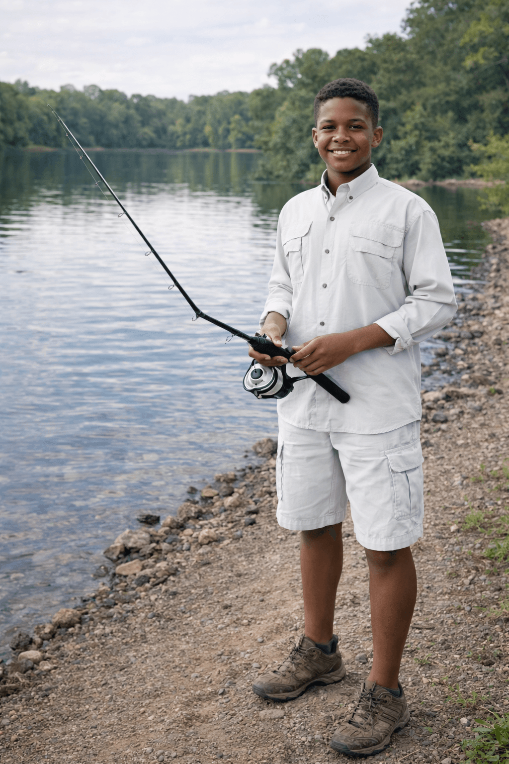 Banana Boat Kids UPF 50+ Long Sleeve Outdoor Fishing Shirt - White image