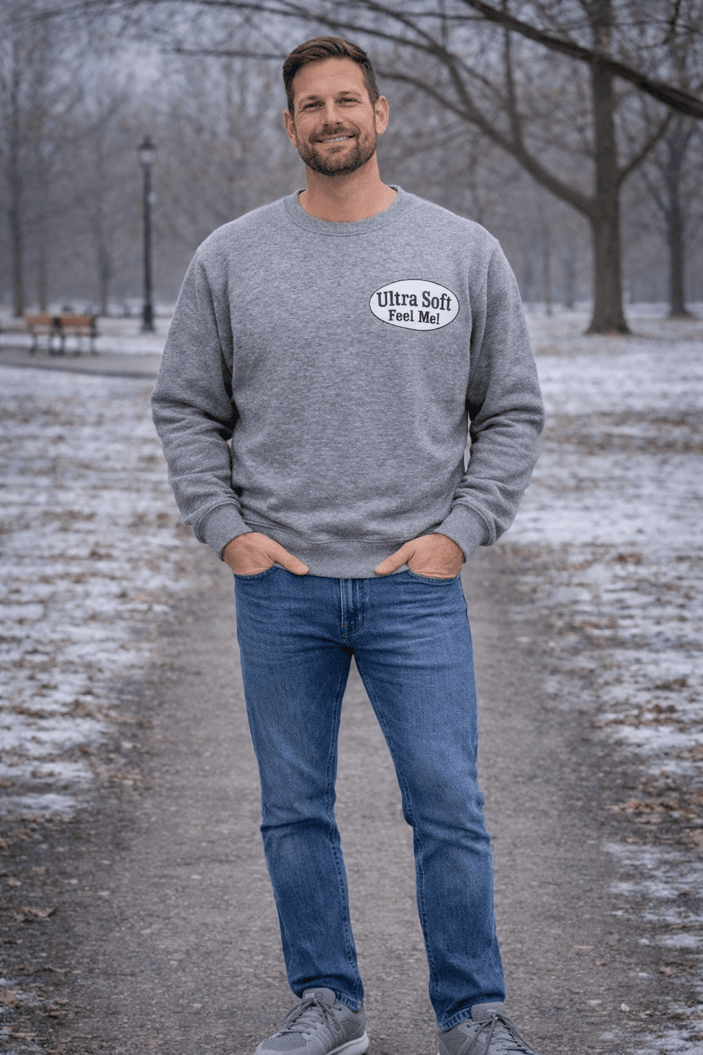 Basix of America Soft Cotton Crew Neck Pull-on Sweatshirt - HEATHER GREY image