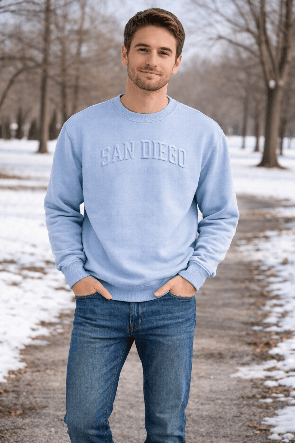Basix of America Crew Neck Nantucket Pullover Sweatshirt - ICY BLUE