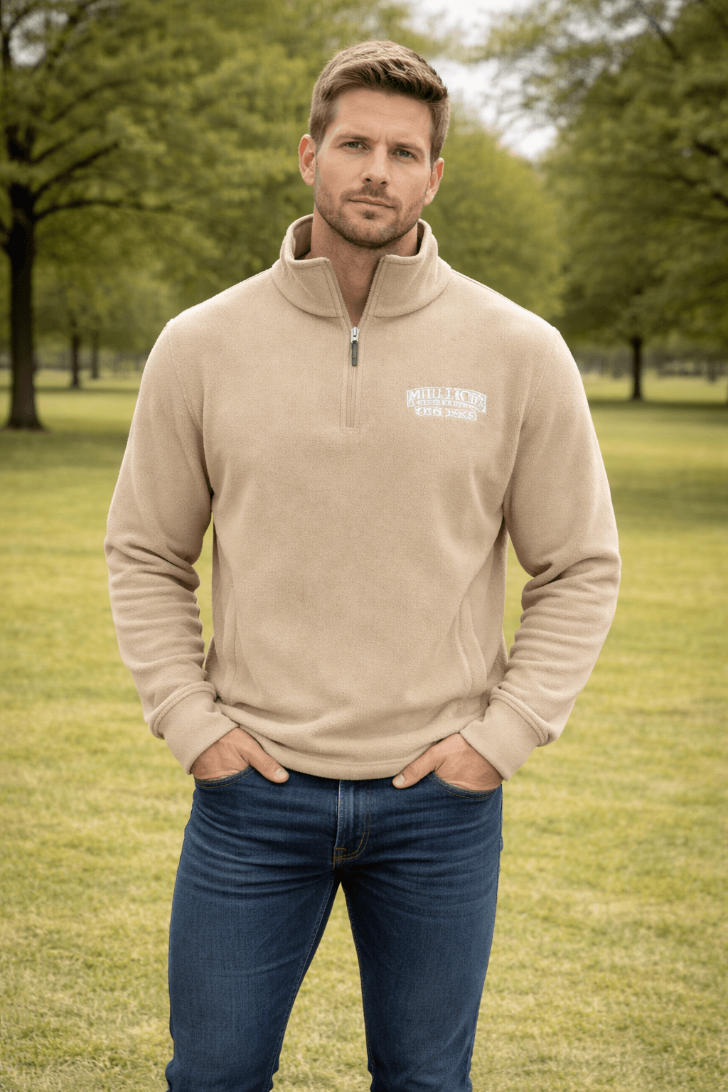 Banana Boat Men UPF30+ Pollar Fleece 1/4 Zip Jacket - NATURAL image
