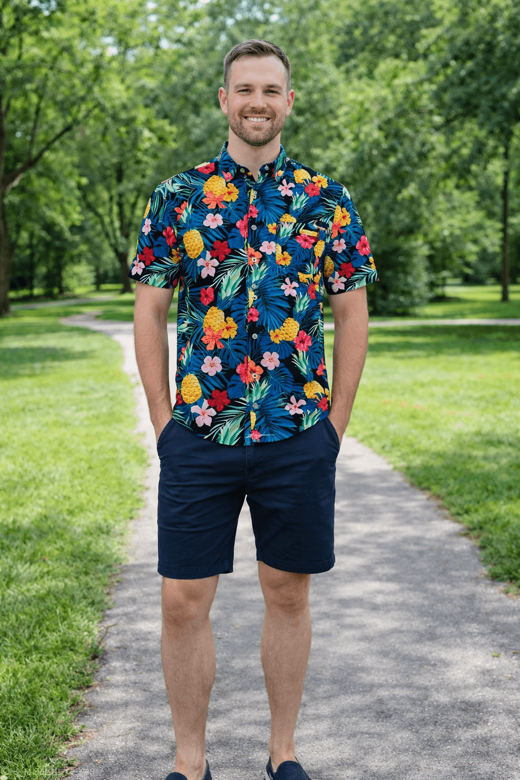Banana Boat UPF 50+ Hawaiian Shirt - PINEAPPLE/BLACK image