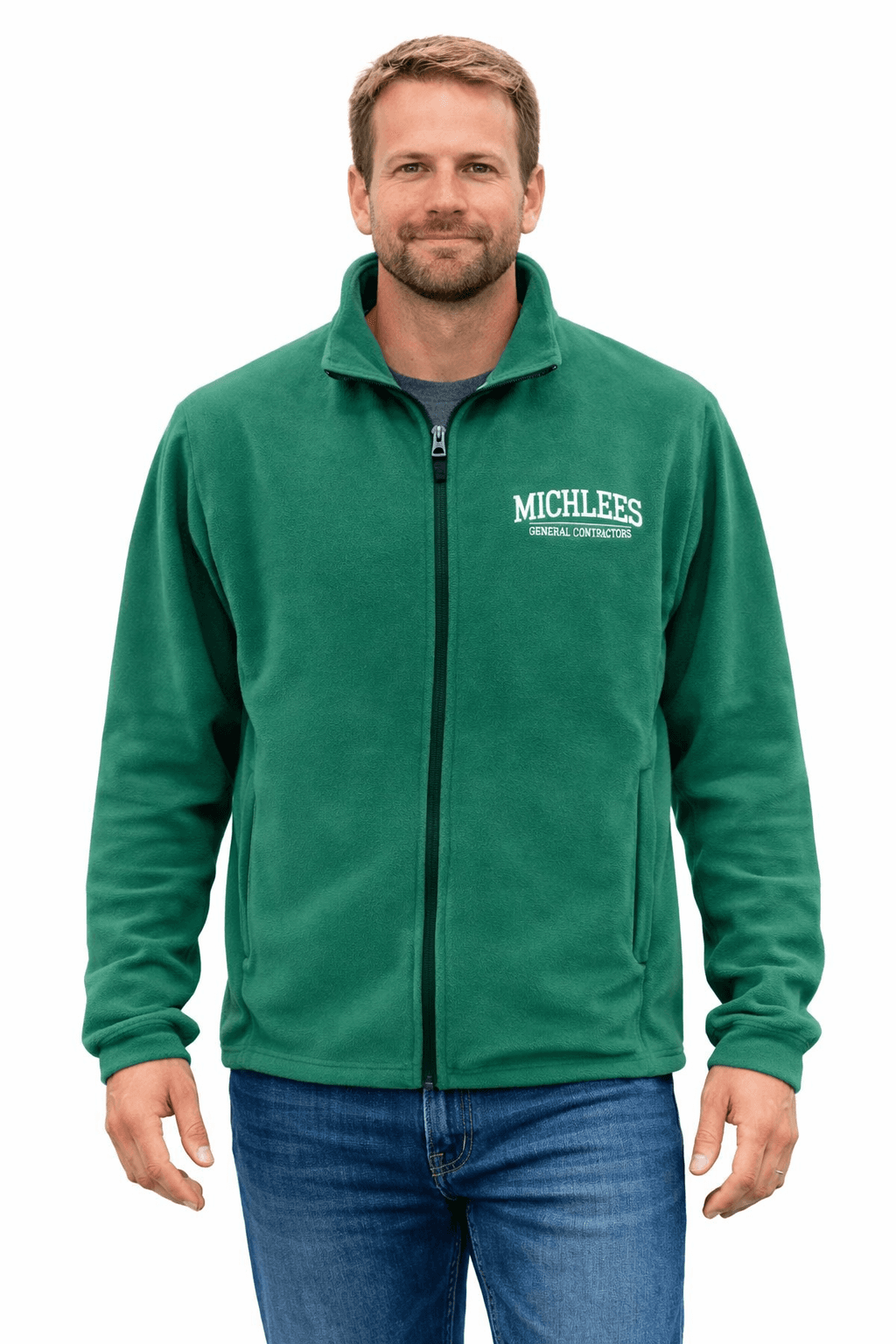 Banana Boat Men's UPF50+ Fleece Full Zip Pollar Jacket - STONE GREEN