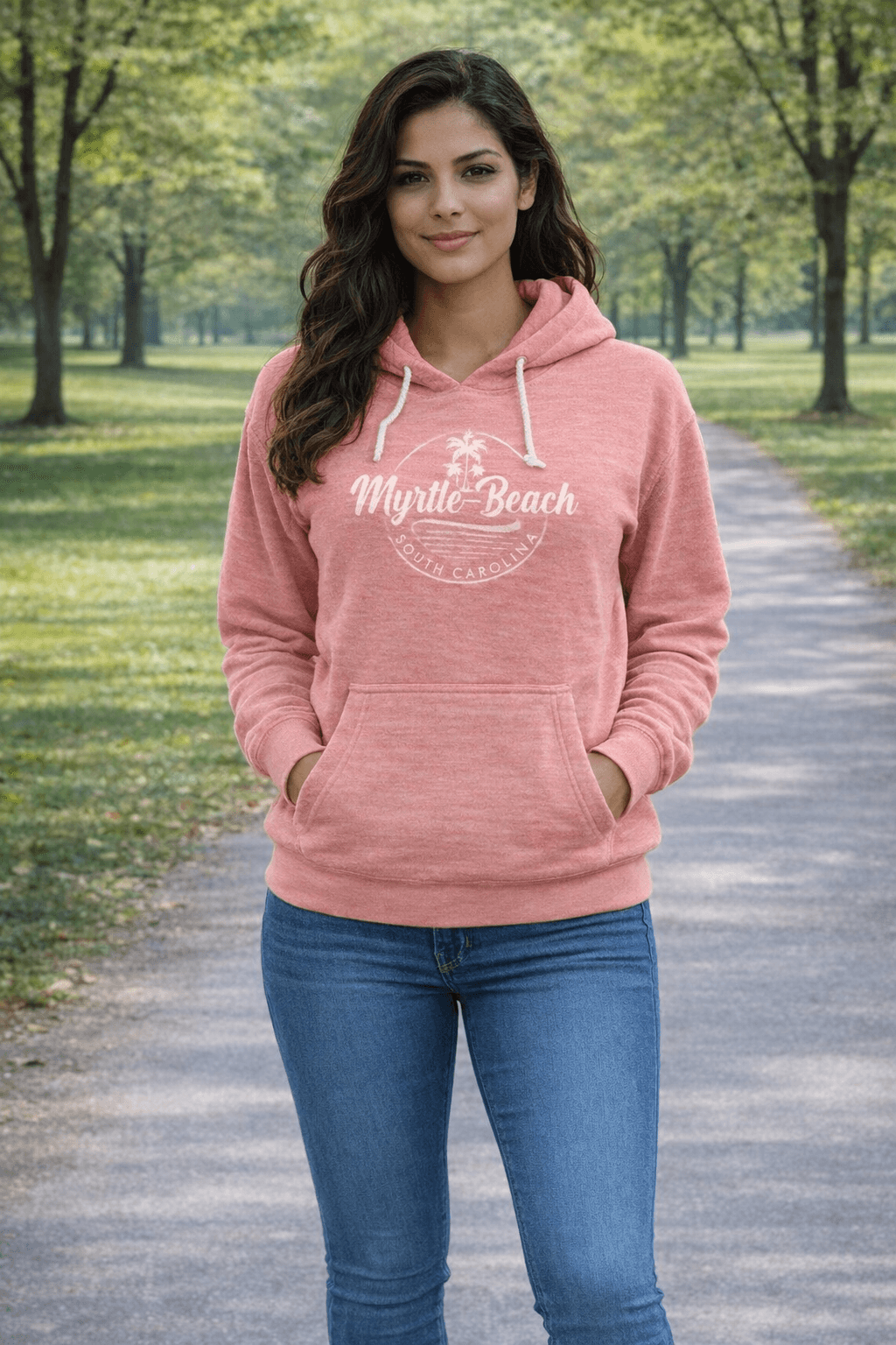 Basix of America Reverse Slub Hooded Pullover Sweatshirt With Front Pocket - SOFT CORAL