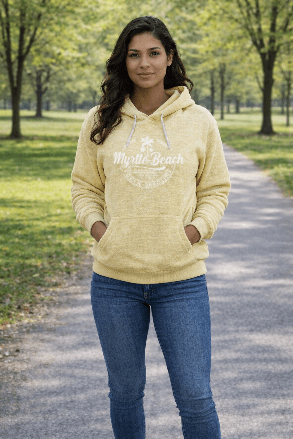 Basix of America Reverse Slub Hooded Pullover Sweatshirt With Front Pocket - SOFT YELLOW