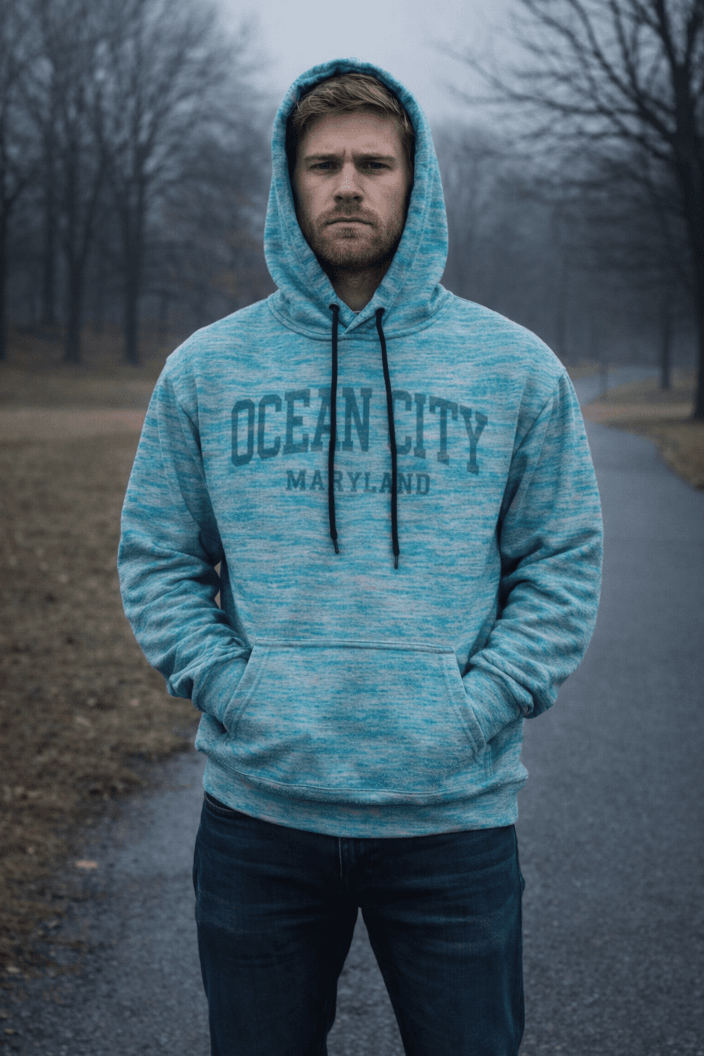 Basix of America Men's Performance Pullover Hooded Space Fabrics - SPACE AQUA image