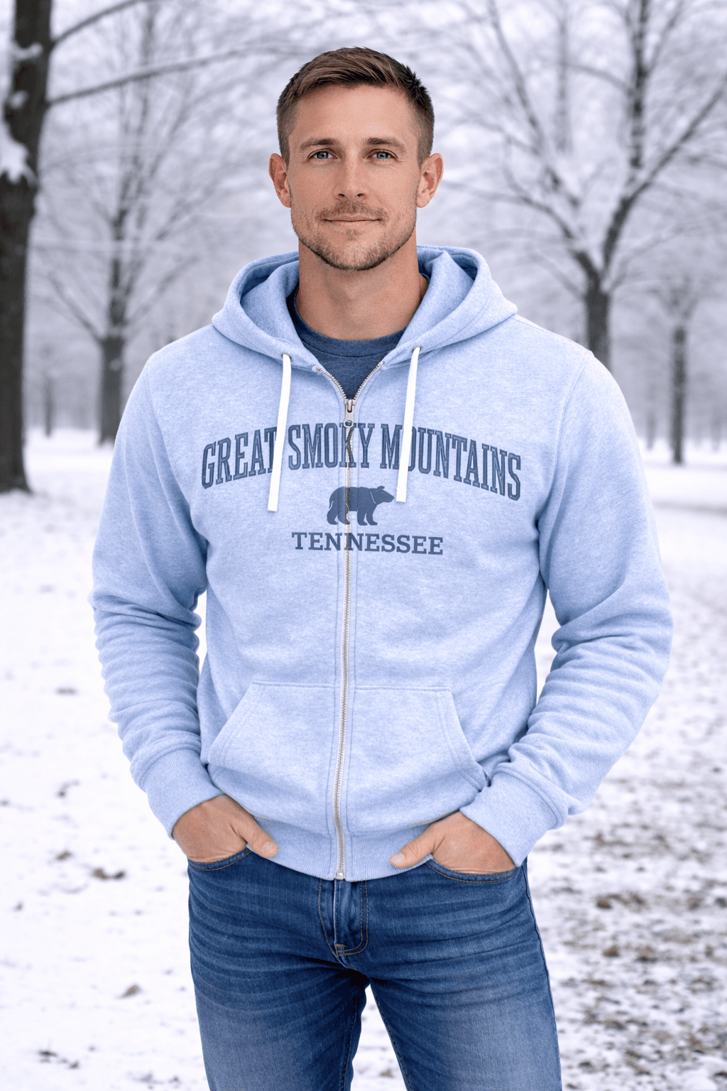 Basix of America Full Zip Nantucket Hooded Sweatshirt - ICE BLUE image