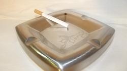 Ashtray - Lightweight Silver Color Tin Ashtray with Etched Design