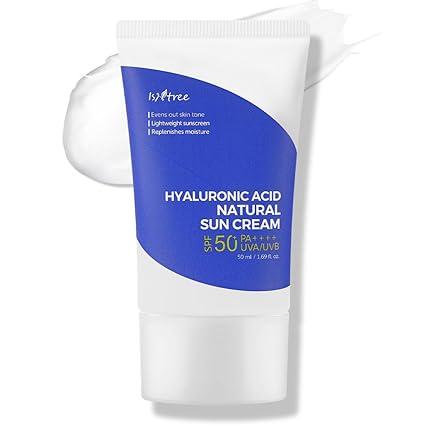 ISNTREE Hyaluronic Acid Natural Suncream SPF50 PA++++ 50ml 1.69 fl.oz | Evens out skin tone | Lightweight sunscreen | Replenishes moisture image