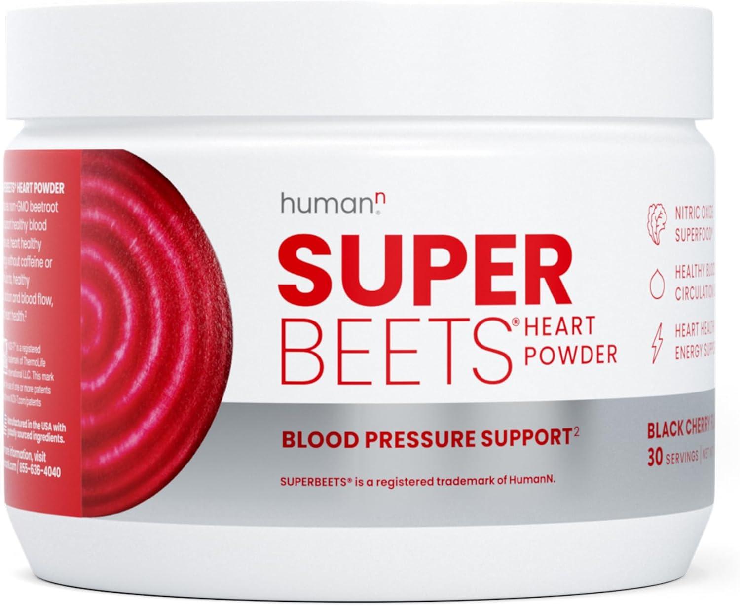 HumanN SuperBeets – Beet Root Powder – Nitric Oxide Boost for Blood Pressure, Circulation & Heart Health Support – Non-GMO Superfood Supplement – Natural Black Cherry Flavor, 30 Servings image