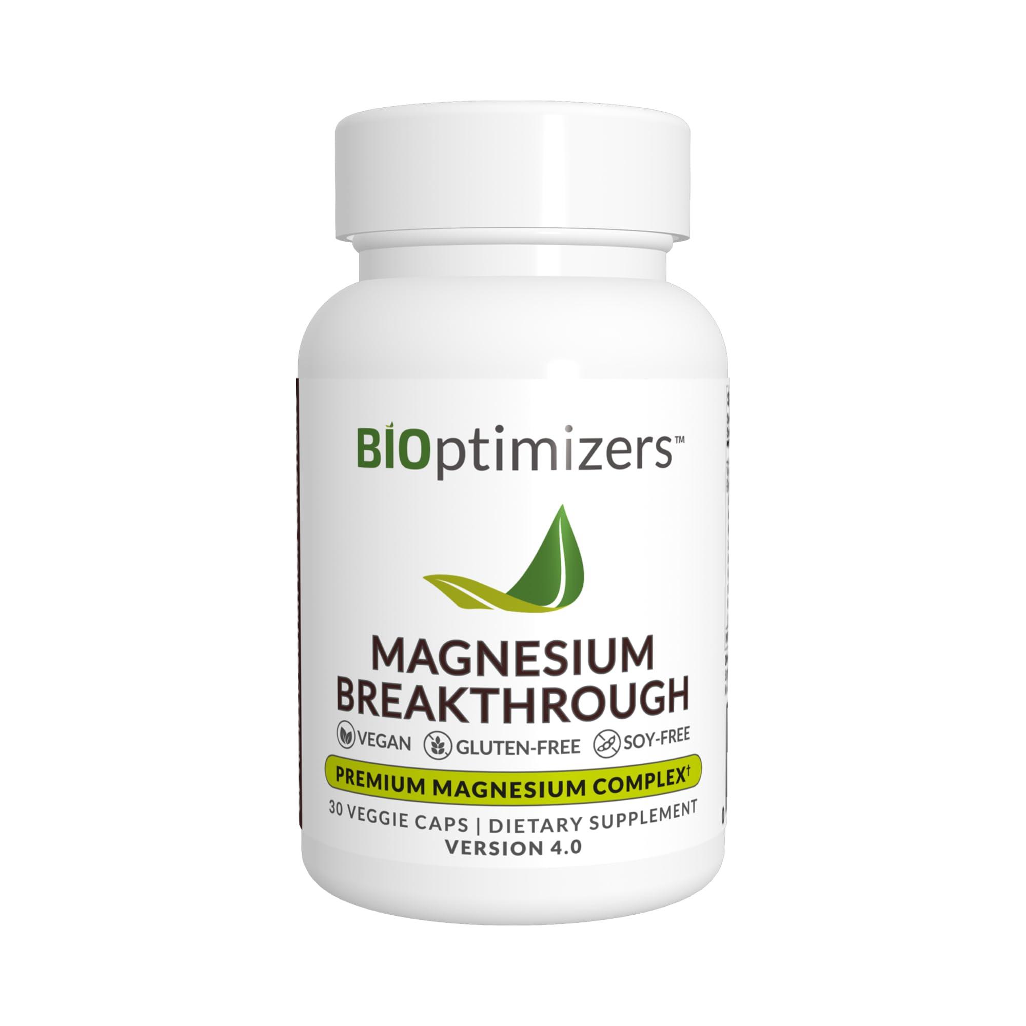 BiOptimizers Magnesium Breakthrough Supplement 4.0 – Has 7 Forms of Magnesium: Glycinate, Malate, Citrate, and More – Natural Sleep and Brain Supplement – 60 Capsules image