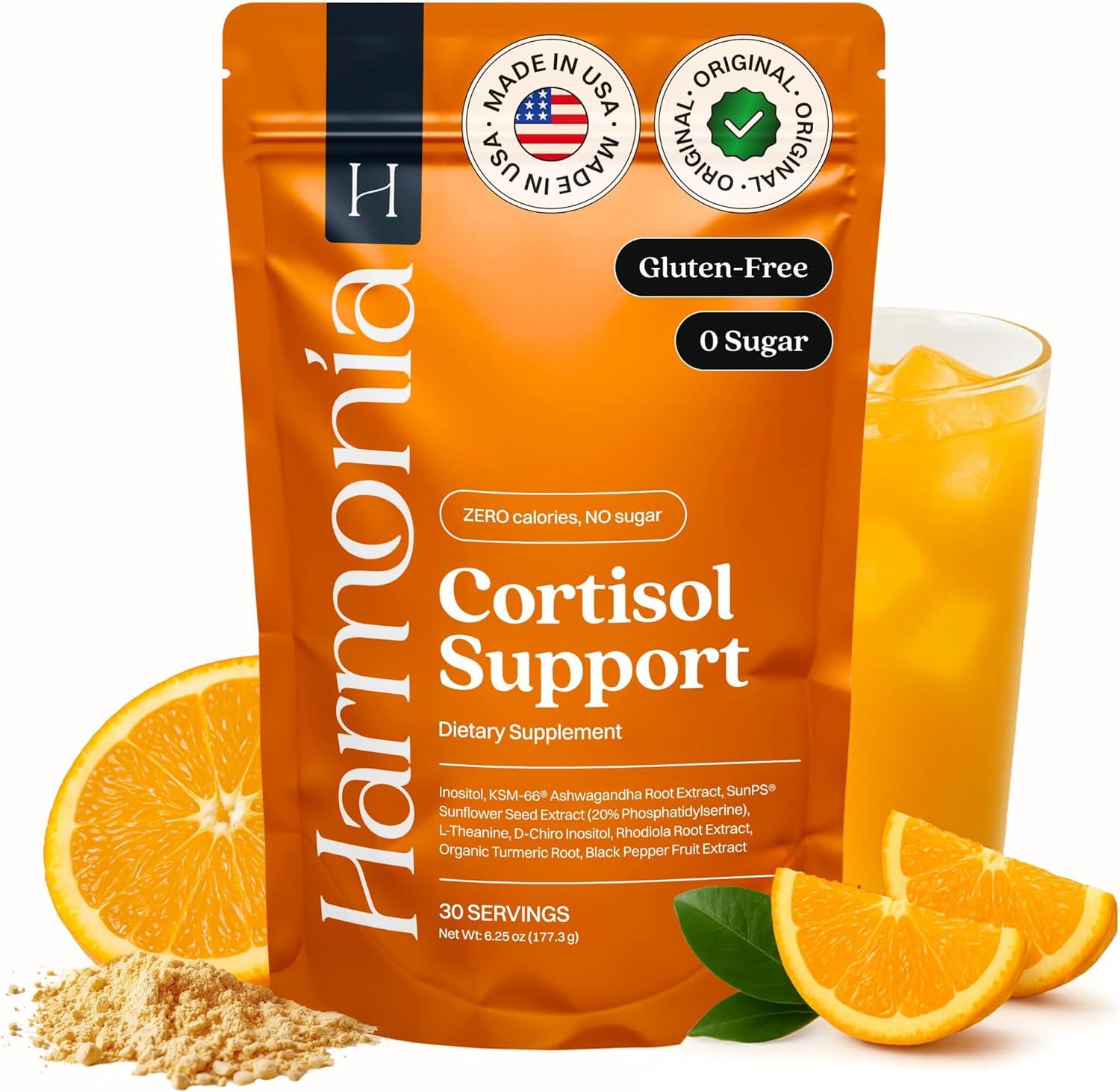 Harmonia Cortisol Cocktail | Cortisol Supplements for Women & Men with Ashwagandha, Magnesium & L-Theanine | Drink Harmonia for Stress Relief, Weight Management & Sleep Support (1 Pack x 30 Servings) image