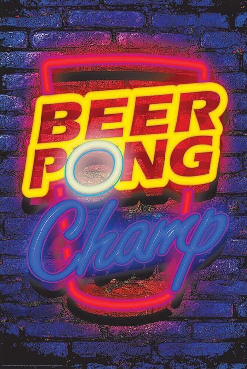 Beer Pong Neon Non-Flocked Blacklight Poster 24" x 36" image