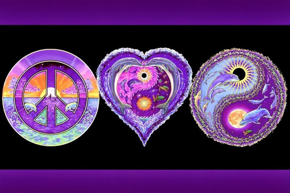 Peace, Love & Happiness - Non-Flocked Blacklight Poster - 36" x 24" image