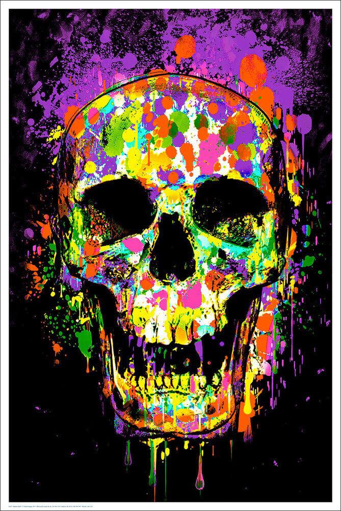 Splatter Skull - Non-Flocked Blacklight Poster - 24" x 36" image