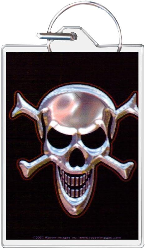 Skull & Crossbones Metallic Keychain - 1.5" x 2" image