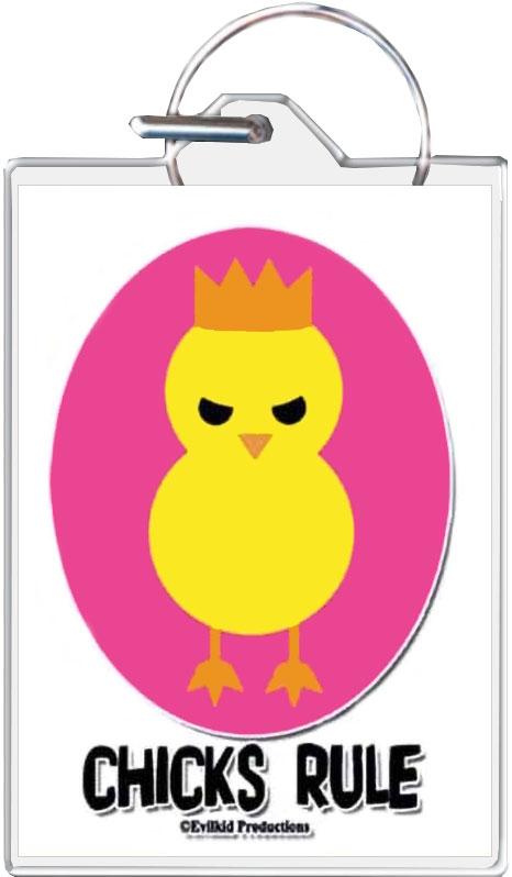 Chicks Rule Keychain - 1.5" x 2" image